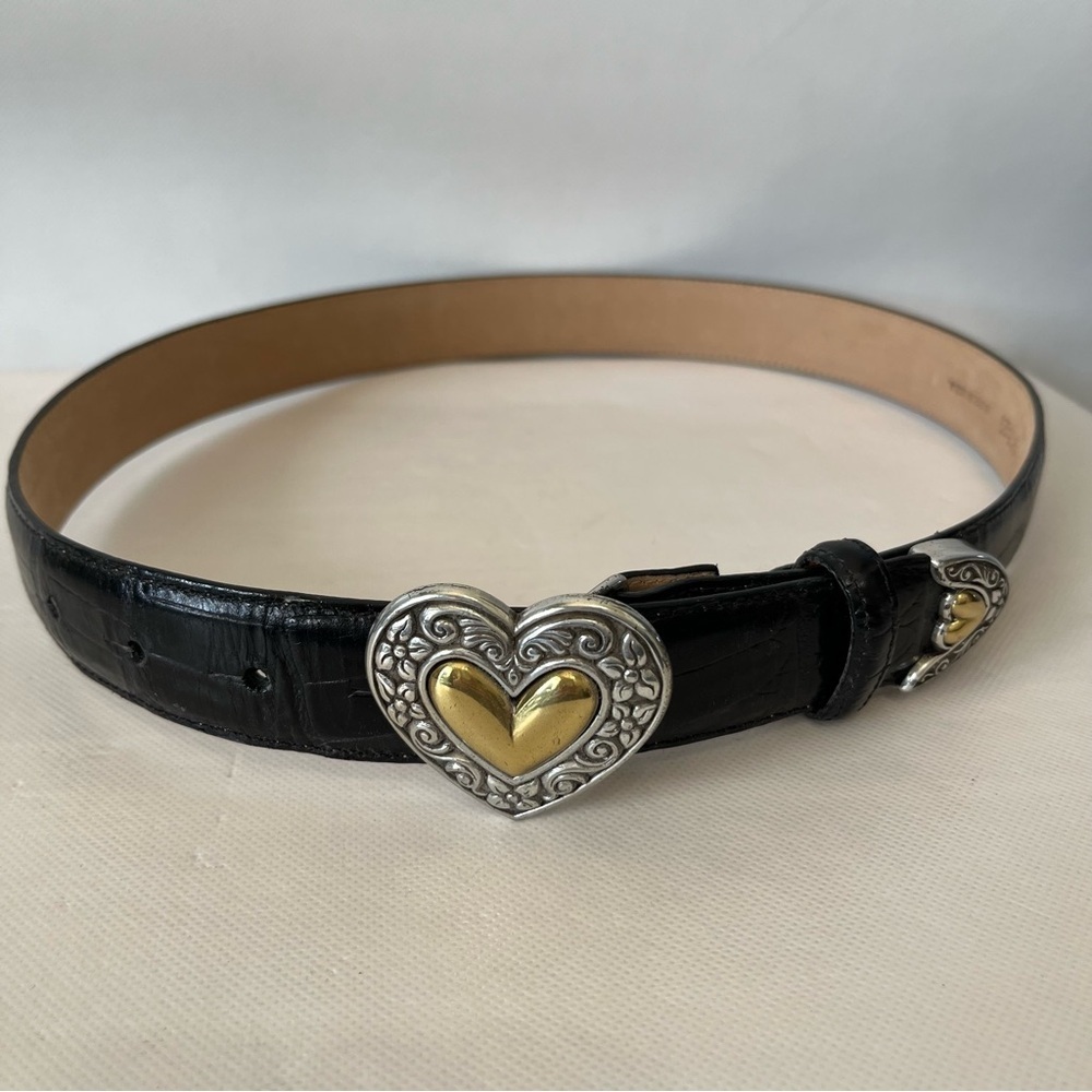 Vintage Brighton Heart Black Leather Belt